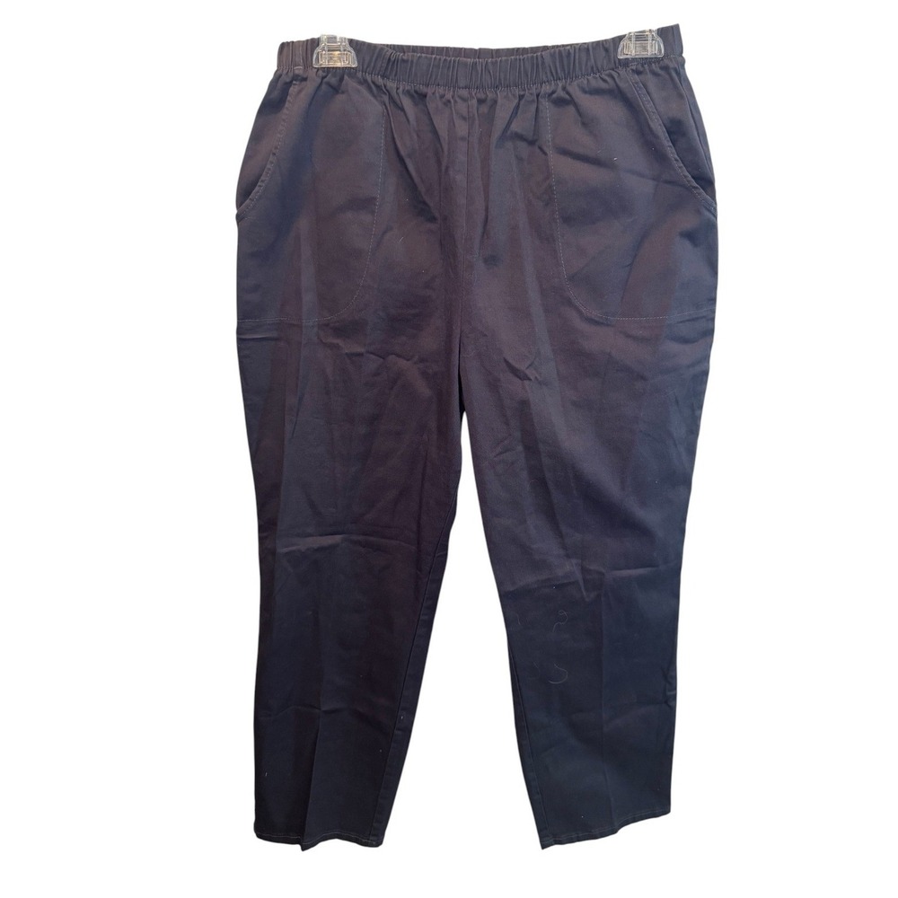 Denim & Co. Womens Gray Straight Leg Elastic Waist Pull On Pants LP NEW